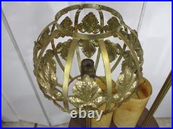 Vintage Table & Lamps with Brass Filigree Outer Shades Mid Century Modern RARE