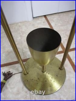 Vintage Table & Lamps with Brass Filigree Outer Shades Mid Century Modern RARE