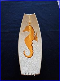 Vintage Very Rare Ceramic Seahorse Console Bowl Mid-Century Modern Footed Base