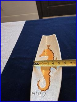 Vintage Very Rare Ceramic Seahorse Console Bowl Mid-Century Modern Footed Base