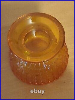 Vintage Viking Glass Owl Candle Fairy Lamp Rare Persimmons Color