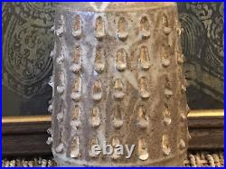 Vintage Weed Pot Rustic Vase Mid Century Modern Natural Notched Pattern Signed