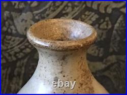 Vintage Weed Pot Rustic Vase Mid Century Modern Natural Notched Pattern Signed