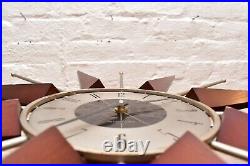 Vintage Wingard RARE Starburst Atomic Age MCM 27 Wood Metal Sunburst Wall Clock