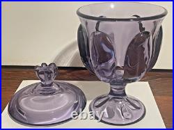 Vintage rare Viking Glass Teaberry Lilac 6 Petal 10 lidded pedestal Candy Dish