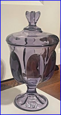 Vintage rare Viking Glass Teaberry Lilac 6 Petal 10 lidded pedestal Candy Dish