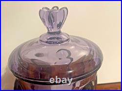 Vintage rare Viking Glass Teaberry Lilac 6 Petal 10 lidded pedestal Candy Dish