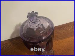 Vintage rare Viking Glass Teaberry Lilac 6 Petal 10 lidded pedestal Candy Dish