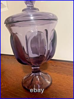 Vintage rare Viking Glass Teaberry Lilac 6 Petal 10 lidded pedestal Candy Dish