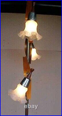 Vintage rare find teak wood and metal floor lamp pole lamp mid century modern