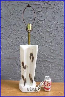 Vntg Rare Mid Century Modern Marianna Von Allesch Etched Ceramic Table Lamp MCM