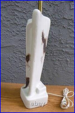 Vntg Rare Mid Century Modern Marianna Von Allesch Etched Ceramic Table Lamp MCM