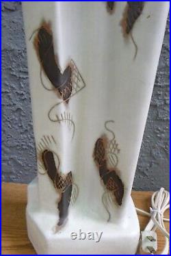Vntg Rare Mid Century Modern Marianna Von Allesch Etched Ceramic Table Lamp MCM