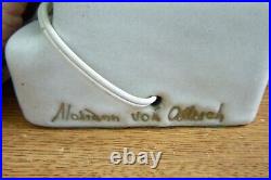 Vntg Rare Mid Century Modern Marianna Von Allesch Etched Ceramic Table Lamp MCM