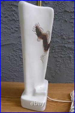 Vntg Rare Mid Century Modern Marianna Von Allesch Etched Ceramic Table Lamp MCM