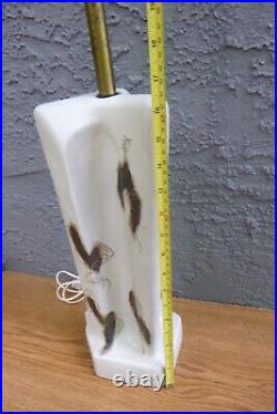 Vntg Rare Mid Century Modern Marianna Von Allesch Etched Ceramic Table Lamp MCM