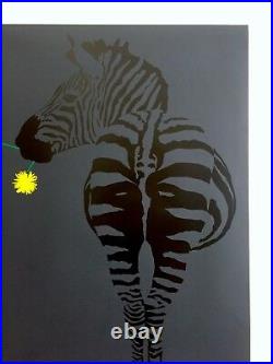 Vtg 1960's Rare MID Century Modern Pop Art Israel Zebra Silkscreen Print Poster