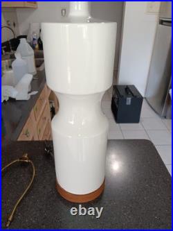Vtg 1970s Royal Haeger Mid Century Modern Pottery & Wood Base Lamp-ULTRA RARE