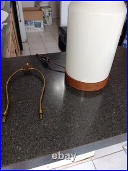 Vtg 1970s Royal Haeger Mid Century Modern Pottery & Wood Base Lamp-ULTRA RARE