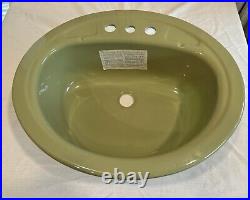 Vtg Avocado Green Oval DropIn Bath Sink MID CENTURY MODERN NWT RARE ACRYLIC