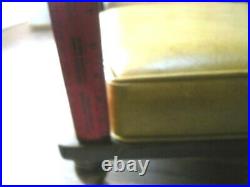 Vtg GOLD Mid Century Modern Vinyl Wood Ottoman Foot Stool SQUARE 17X17X8RARE