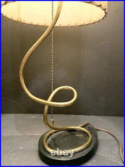Vtg MAJESTIC Sculptural Spiral Brass Table Lamp Corp Mid Century Modern MCM RARE