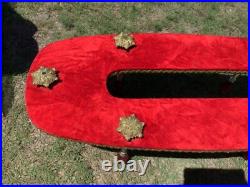 Vtg MID CENTURY Modern mcm Glass Coffee table red gold Hollywood Regency rare