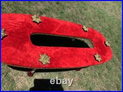 Vtg MID CENTURY Modern mcm Glass Coffee table red gold Hollywood Regency rare