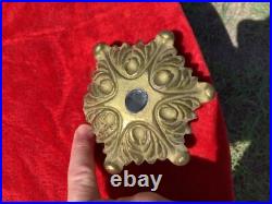 Vtg MID CENTURY Modern mcm Glass Coffee table red gold Hollywood Regency rare