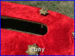 Vtg MID CENTURY Modern mcm Glass Coffee table red gold Hollywood Regency rare