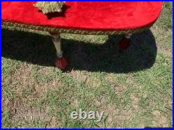 Vtg MID CENTURY Modern mcm Glass Coffee table red gold Hollywood Regency rare