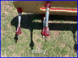 Vtg MID CENTURY Modern mcm Glass Coffee table red gold Hollywood Regency rare