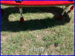 Vtg MID CENTURY Modern mcm Glass Coffee table red gold Hollywood Regency rare