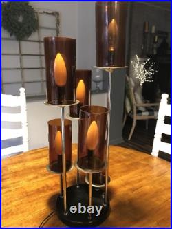 Vtg Mid Century 6 Tube Cascade 25 Tall Lamp Atomic Sputnik 1960s RARE Free Ship