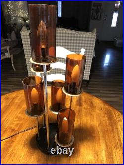 Vtg Mid Century 6 Tube Cascade 25 Tall Lamp Atomic Sputnik 1960s RARE Free Ship