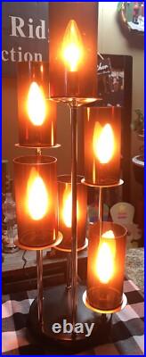 Vtg Mid Century 6 Tube Cascade 25 Tall Lamp Atomic Sputnik 1960s RARE Free Ship