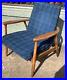 Vtg_Mid_Century_Danish_Modern_Lounge_Chair_with_Cushion_Sling_Wood_Back_Rare_01_qnd