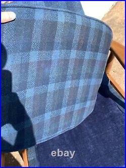 Vtg Mid-Century Danish Modern Lounge Chair with Cushion Sling Wood Back Rare