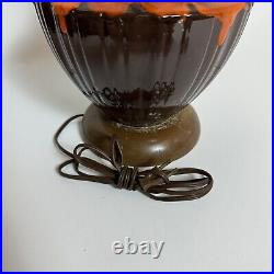 Vtg Mid Century Modern Ceramic Table Lamp Orange Drip Glaze Wood MCM Rare Atomic Vtg Mid Century Modern Ceramic Table Lamp Orange Drip Glaze Wood MCM Rare Atomic