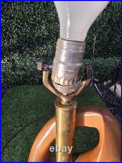 Vtg Mid Century Modern Heifetz Style Sculpted Wood Leaf Lamp RARE