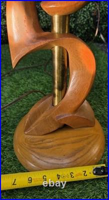 Vtg Mid Century Modern Heifetz Style Sculpted Wood Leaf Lamp RARE