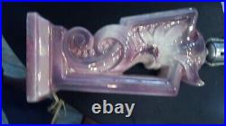 Vtg Mid Century Modern Purple Amethyst Glass Table Lamps 27 Rare Flower Set (2)