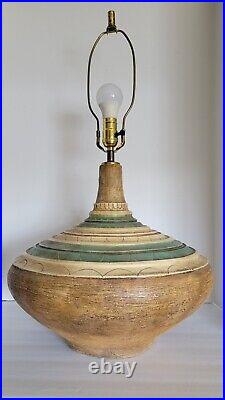 Vtg Mid Century Modern RARE XL Scharf Ceramic/Plaster Saucer Table Lamp