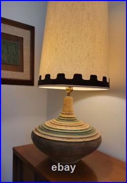Vtg Mid Century Modern RARE XL Scharf Ceramic/Plaster Saucer Table Lamp