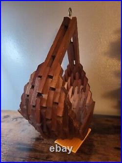 Vtg Mid Century Modern Rare Geometric Oak Wood Block Plant Hanger Vtg Mid Century Modern Rare Geometric Oak Wood Block Plant Hanger