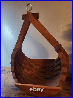 Vtg Mid Century Modern Rare Geometric Oak Wood Block Plant Hanger Vtg Mid Century Modern Rare Geometric Oak Wood Block Plant Hanger