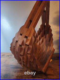 Vtg Mid Century Modern Rare Geometric Oak Wood Block Plant Hanger Vtg Mid Century Modern Rare Geometric Oak Wood Block Plant Hanger