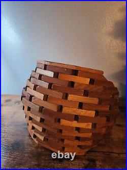 Vtg Mid Century Modern Rare Geometric Oak Wood Block Plant Hanger Vtg Mid Century Modern Rare Geometric Oak Wood Block Plant Hanger