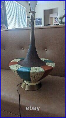 Vtg Mid Century Modern XL Fortune Lamp Co Ceramic/Plaster Lamp no shade rare htf