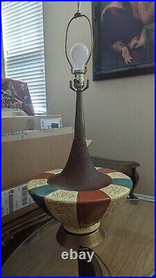 Vtg Mid Century Modern XL Fortune Lamp Co Ceramic/Plaster Lamp no shade rare htf